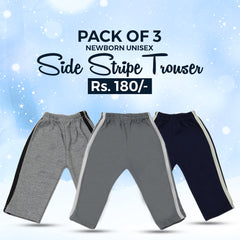 Newborn Unisex Side Stripe Trouser Pack Of 3 - Multi, Kids, NB Boys Shorts And Pants, Kids, NB Girls Shorts Skirts And Pants, Chase Value, Chase Value