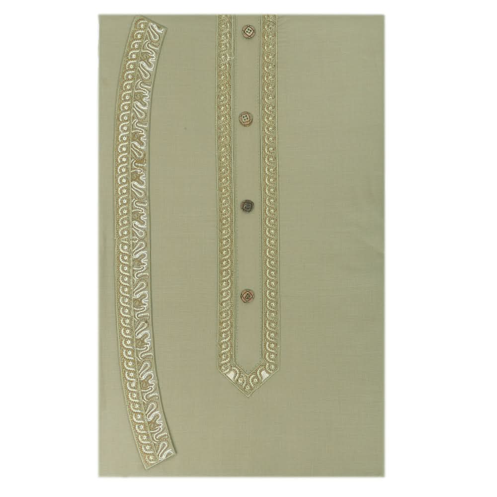 Men's Mashriq Embroidered Un-Stitched Suit - Olive-Green, Men, Unstitched Fabric, Chase Value, Chase Value