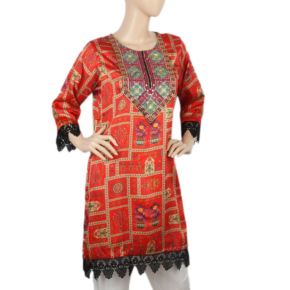 Women's Digital Printed Kurti - Orange, Women, Ready Kurtis, Chase Value, Chase Value