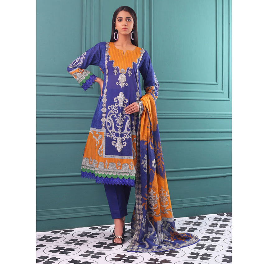 Orchid Digital Printed Lawn 3Pcs Unstitched Suit V1 - 5, Women, 3Pcs Shalwar Suit, Regalia Textiles, Chase Value