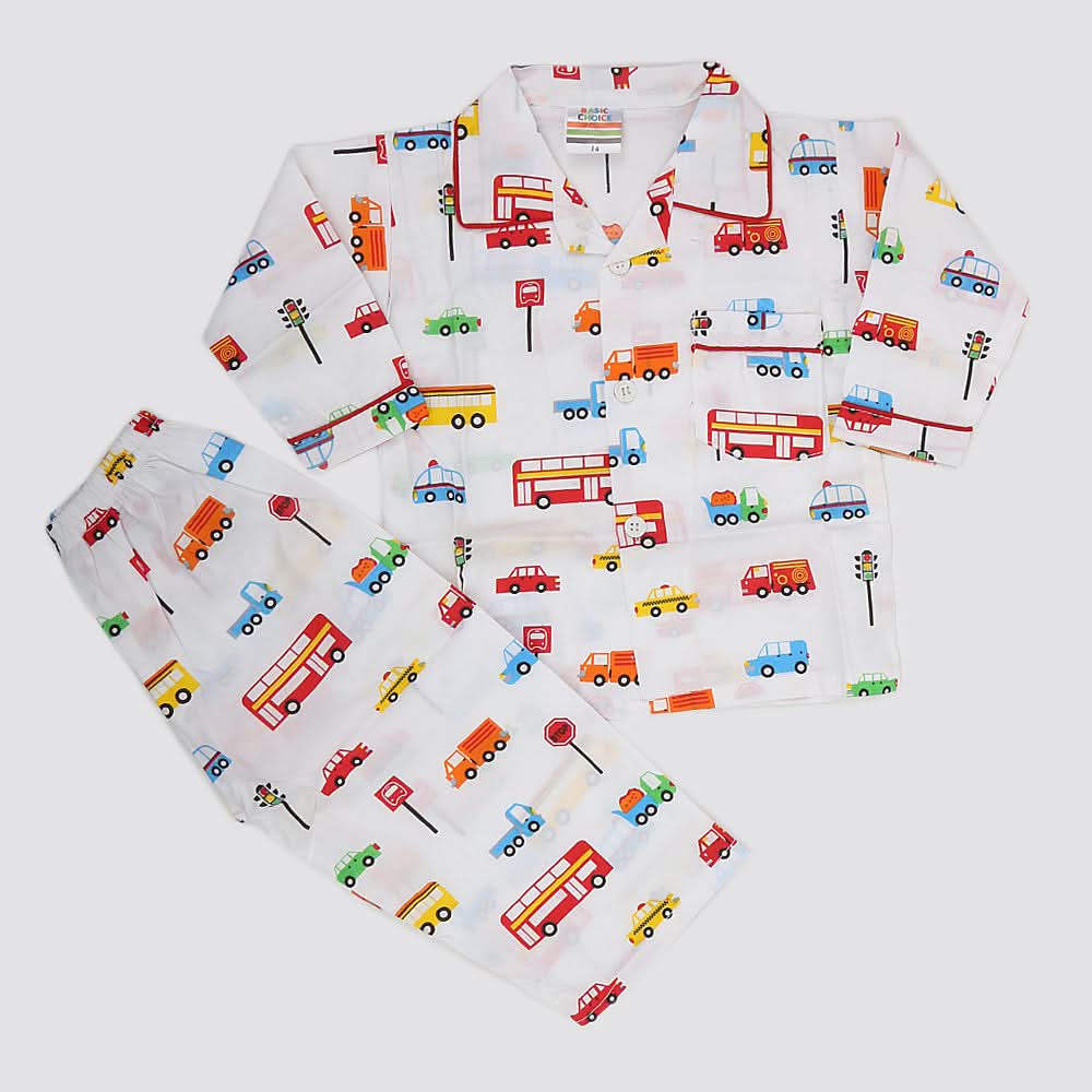 Boys Full Sleeves Night Suit - White, Kids, Boys Sets And Suits, Chase Value, Chase Value