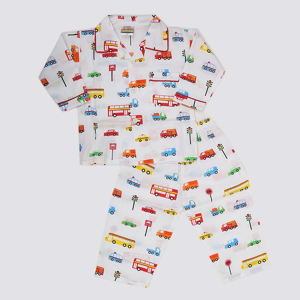 Boys Full Sleeves Night Suit - White, Kids, Boys Sets And Suits, Chase Value, Chase Value