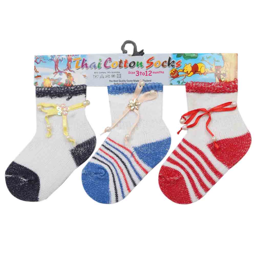 Newborn Socks Pack Of 3 - P, Newborn Caps, Shoes & Socks, Chase Value, Chase Value