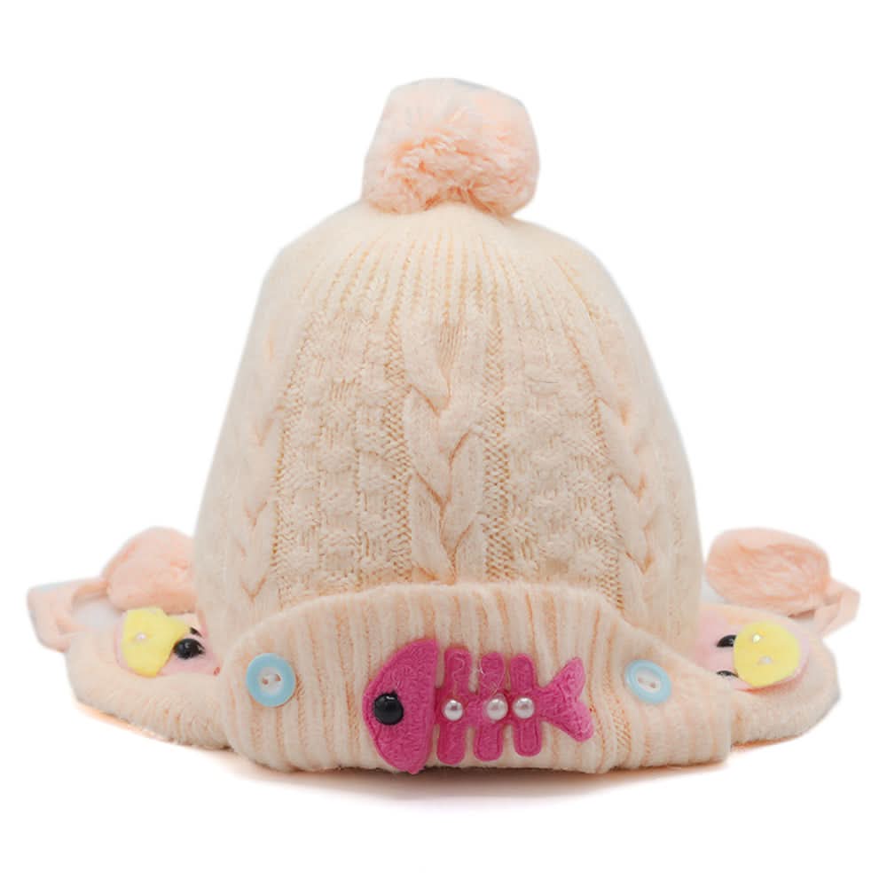 Kids Woolen Cap - Peach, Girls Caps & Gloves, Chase Value, Chase Value