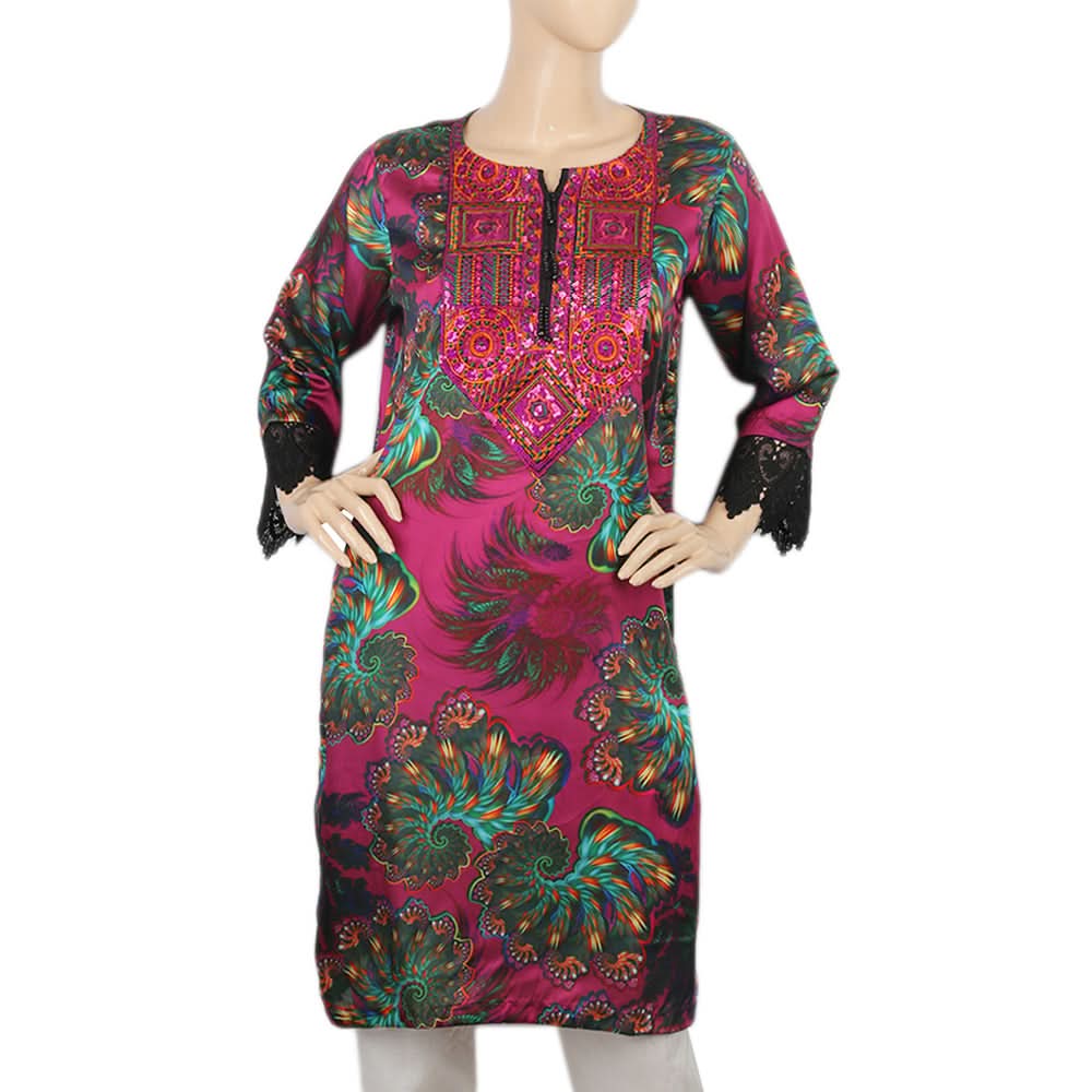 Women's Digital Printed Kurti - Pink, Women, Ready Kurtis, Chase Value, Chase Value