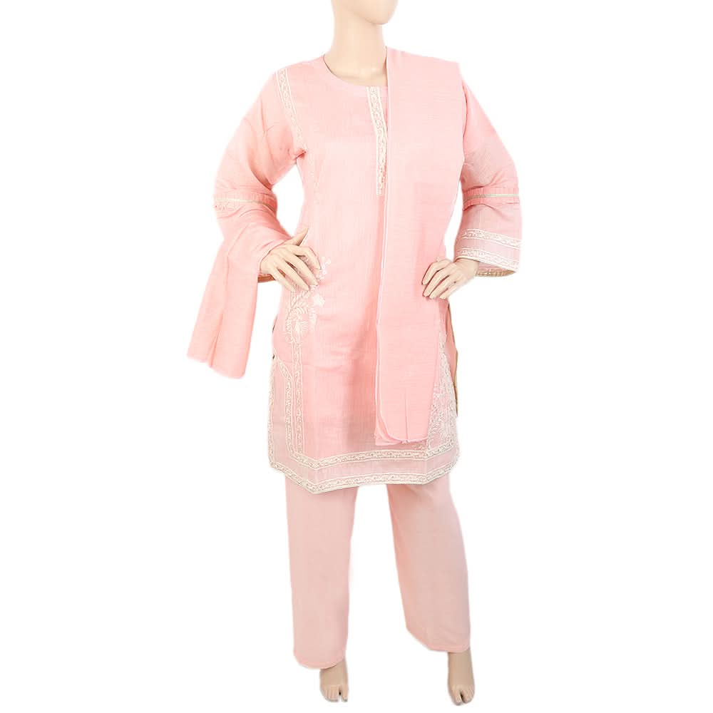 Women's Embroidered Fancy 3Pcs Suit - Pink, Women, Shalwar Suits, Chase Value, Chase Value