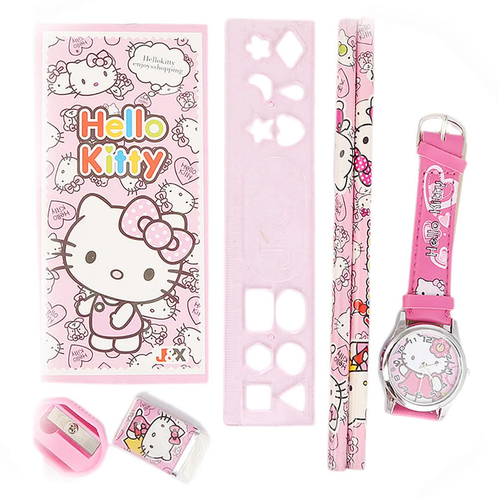 Kids Stationery 7 Pcs Set - Pink, Kids, Pencil Boxes And Stationery Sets, Chase Value, Chase Value