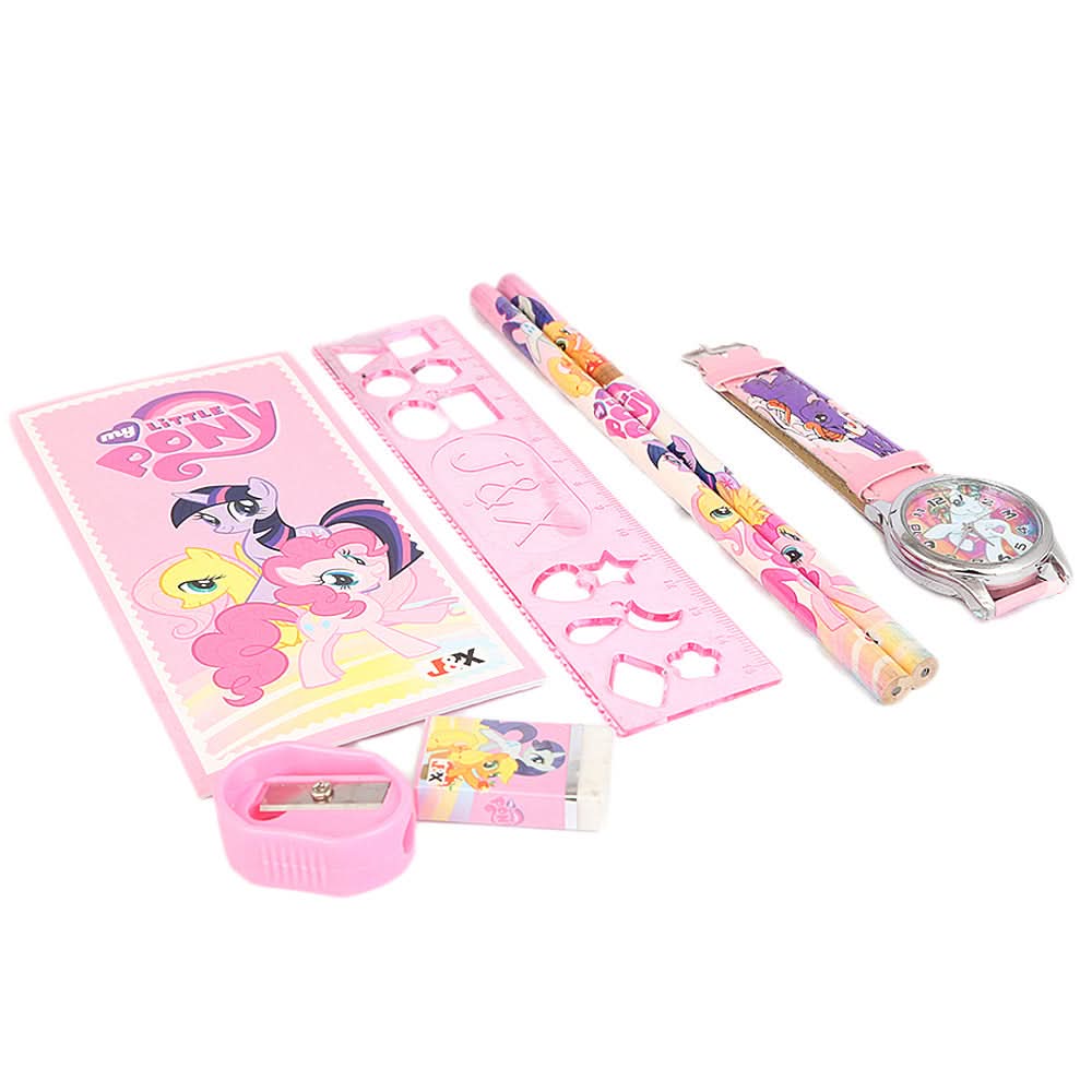 Kids Stationery 7 Pcs Set - Pink, Kids, Pencil Boxes And Stationery Sets, Chase Value, Chase Value