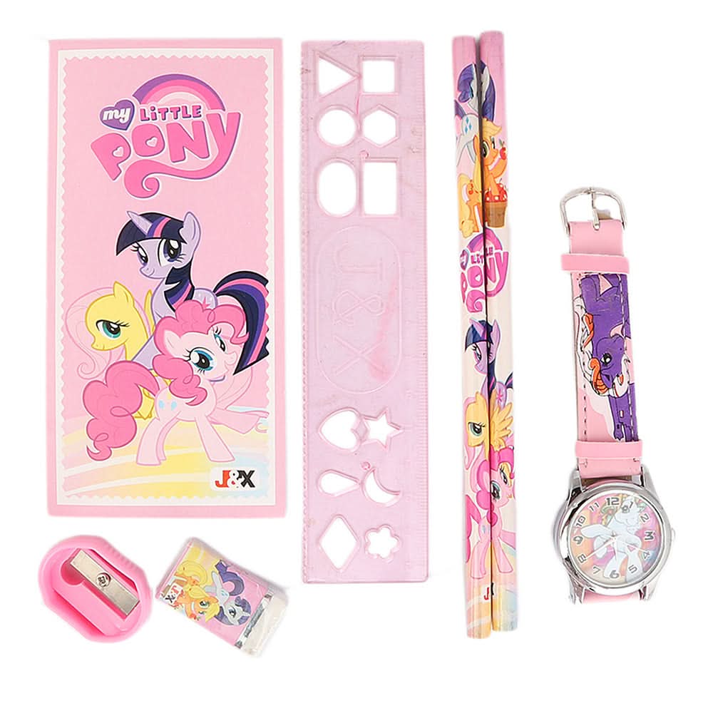 Kids Stationery 7 Pcs Set - Pink, Kids, Pencil Boxes And Stationery Sets, Chase Value, Chase Value