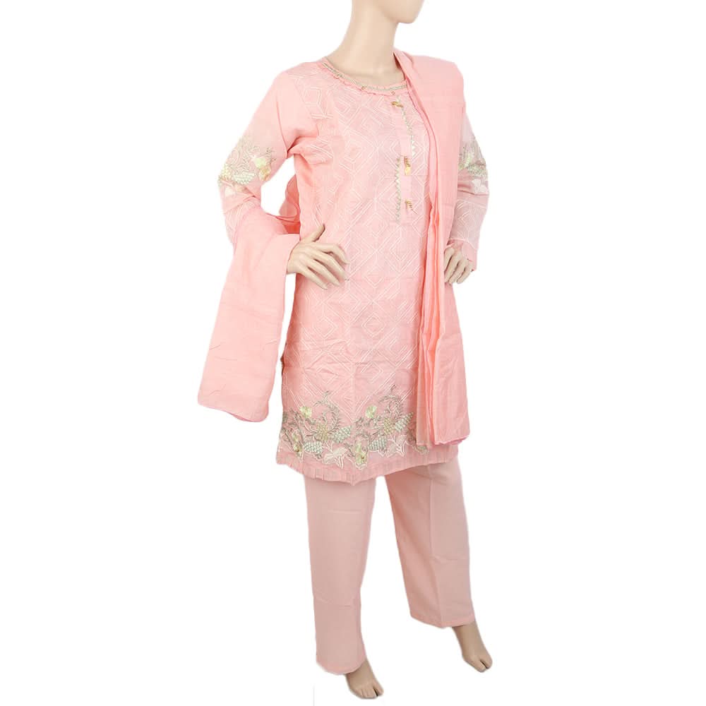Women's Embroidered Fancy 3Pcs Suit - Pink, Women, Shalwar Suits, Chase Value, Chase Value