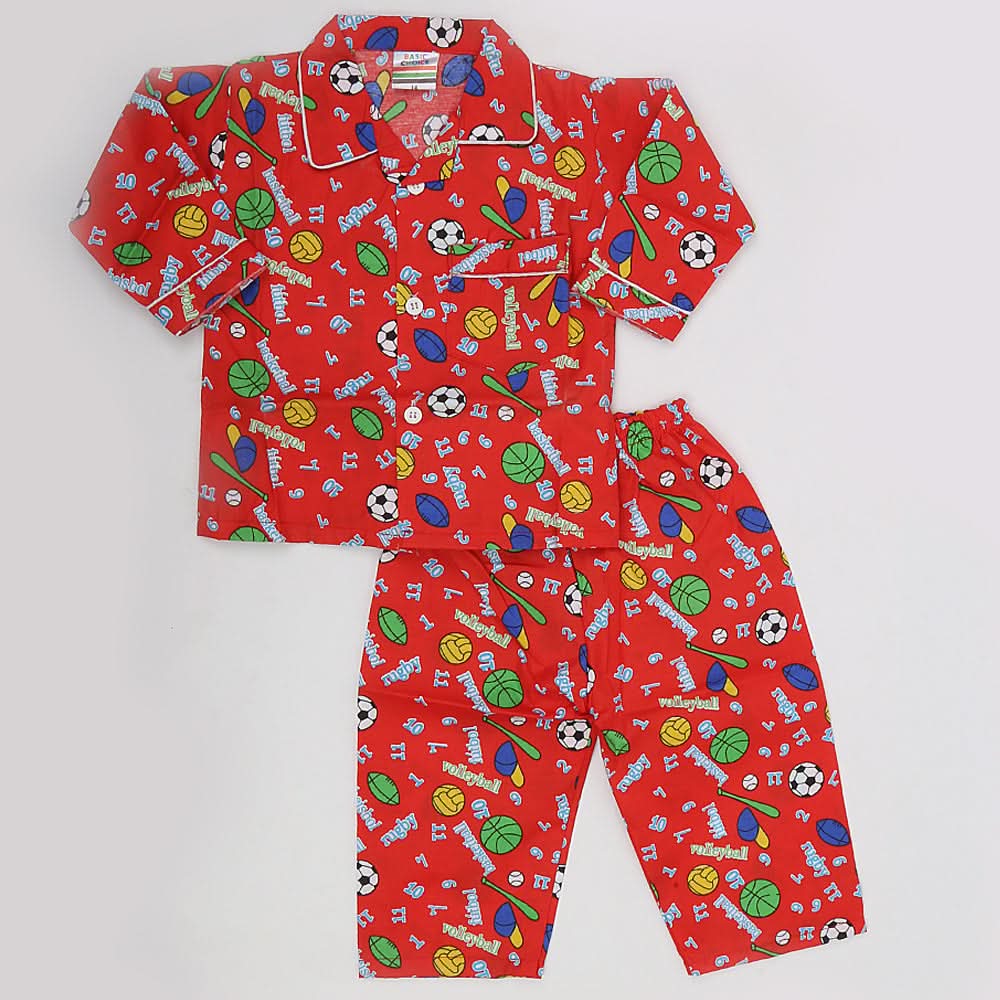 Boys Full Sleeves Night Suit - Red, Kids, Boys Sets And Suits, Chase Value, Chase Value