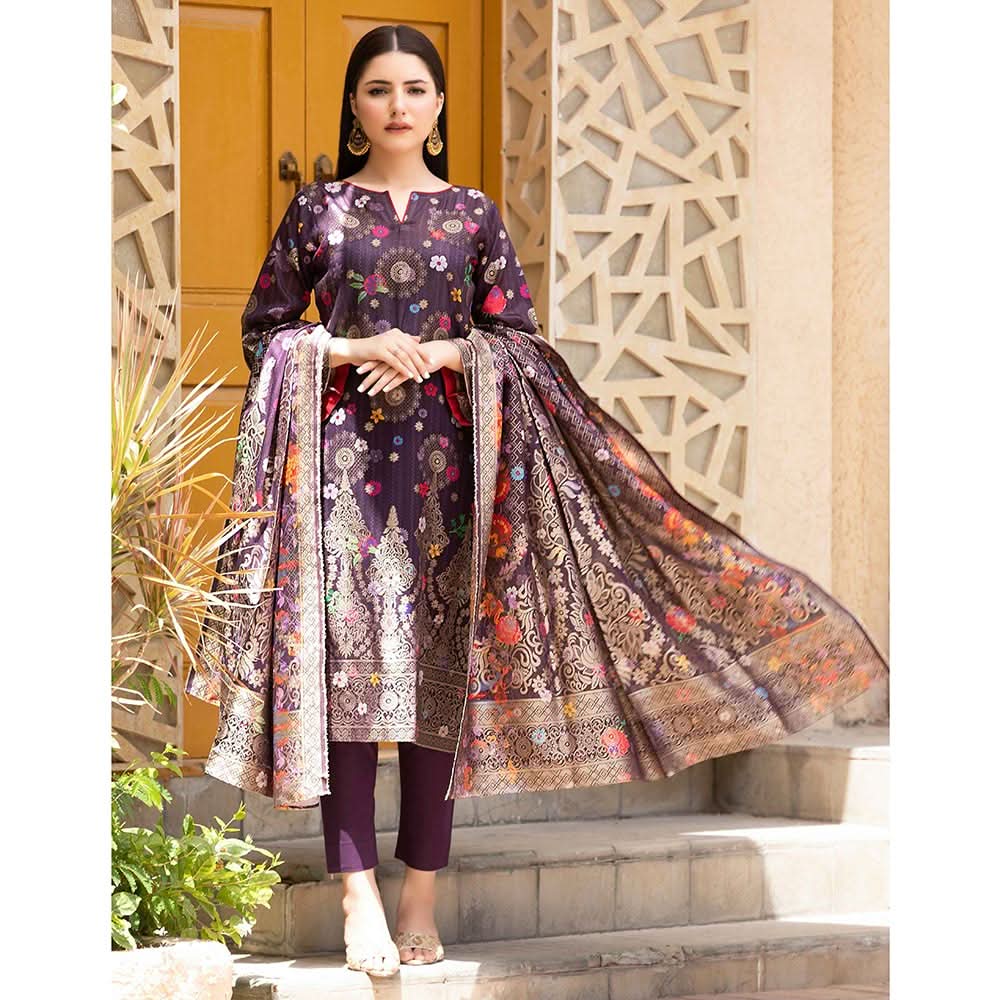 Rang Rasiya Jacquard Broshia Lawn 3 Pcs Un-Stitched Suit - 7, Women, 3Pcs Shalwar Suit, Rana Arts, Chase Value