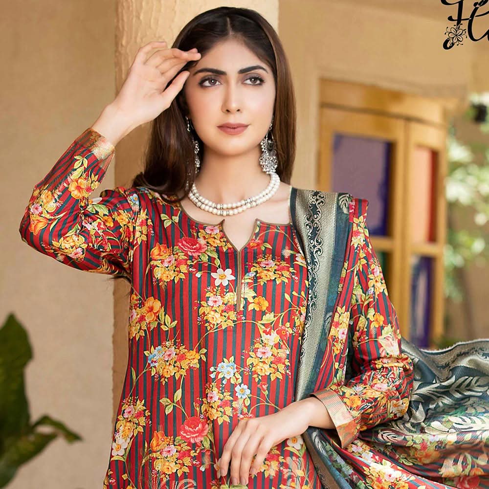 Rang Rasiya Jacquard Broshia Lawn 3 Pcs Un-Stitched Suit - 2, Women, 3Pcs Shalwar Suit, Rana Arts, Chase Value