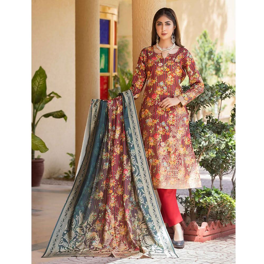 Rang Rasiya Jacquard Broshia Lawn 3 Pcs Un-Stitched Suit - 2, Women, 3Pcs Shalwar Suit, Rana Arts, Chase Value