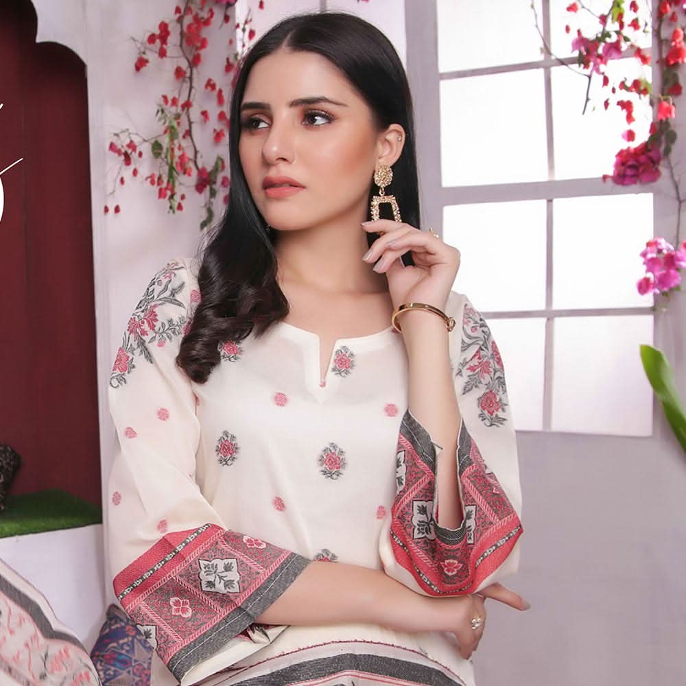 Rivisihing Banarsi Embroidered 3 Pcs Un-Stitched Suit - 6, Women, 3Pcs Shalwar Suit, Rana Arts, Chase Value