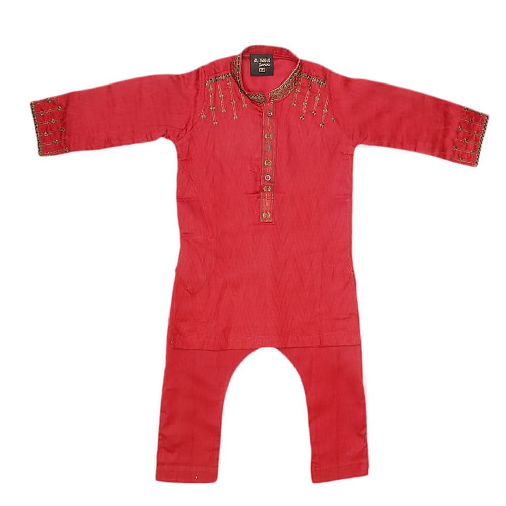 Boys Embroidered Kurta Shalwar Suit - Maroon, Kids, Boys Shalwar Kameez, Chase Value, Chase Value