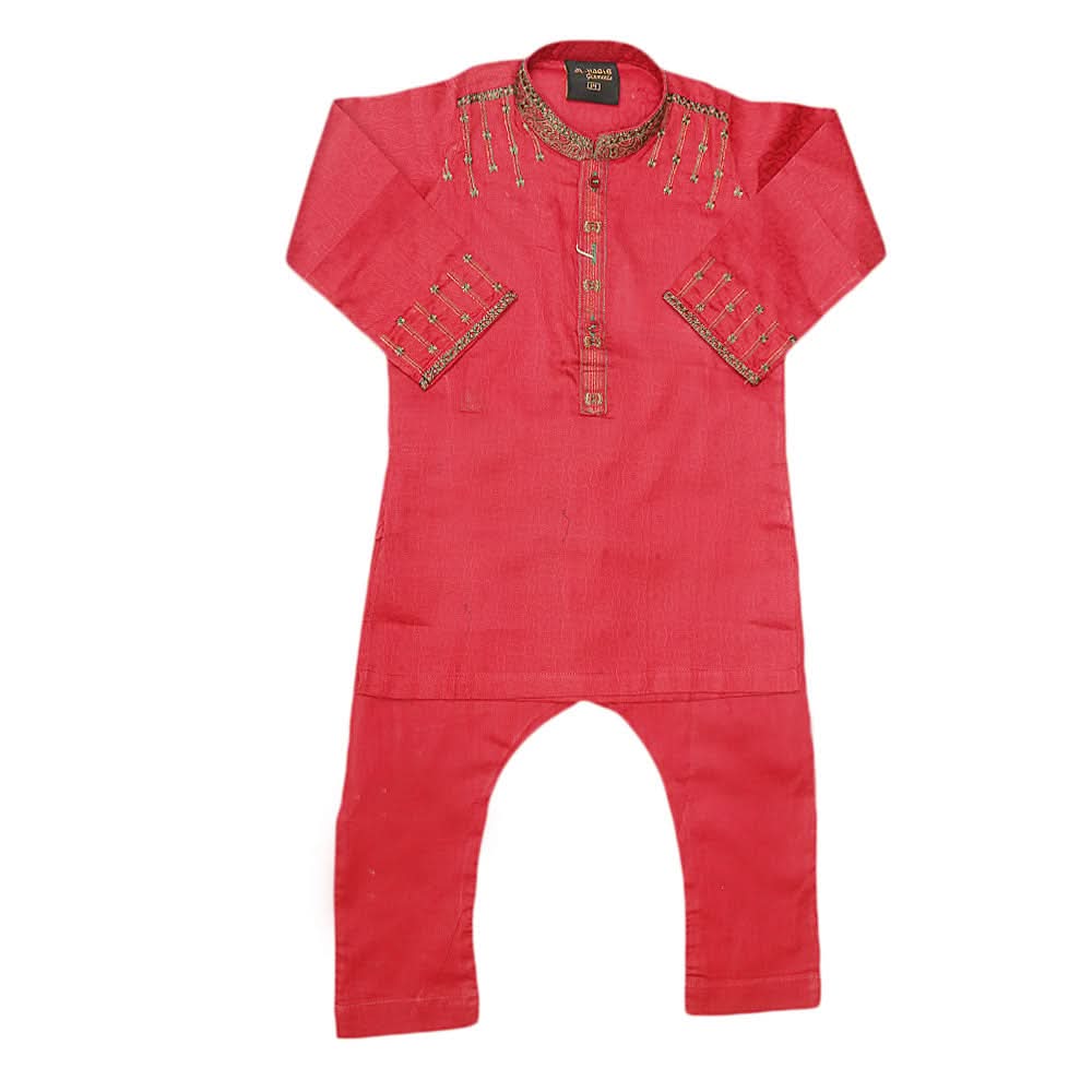 Boys Embroidered Kurta Shalwar Suit - Maroon, Kids, Boys Shalwar Kameez, Chase Value, Chase Value
