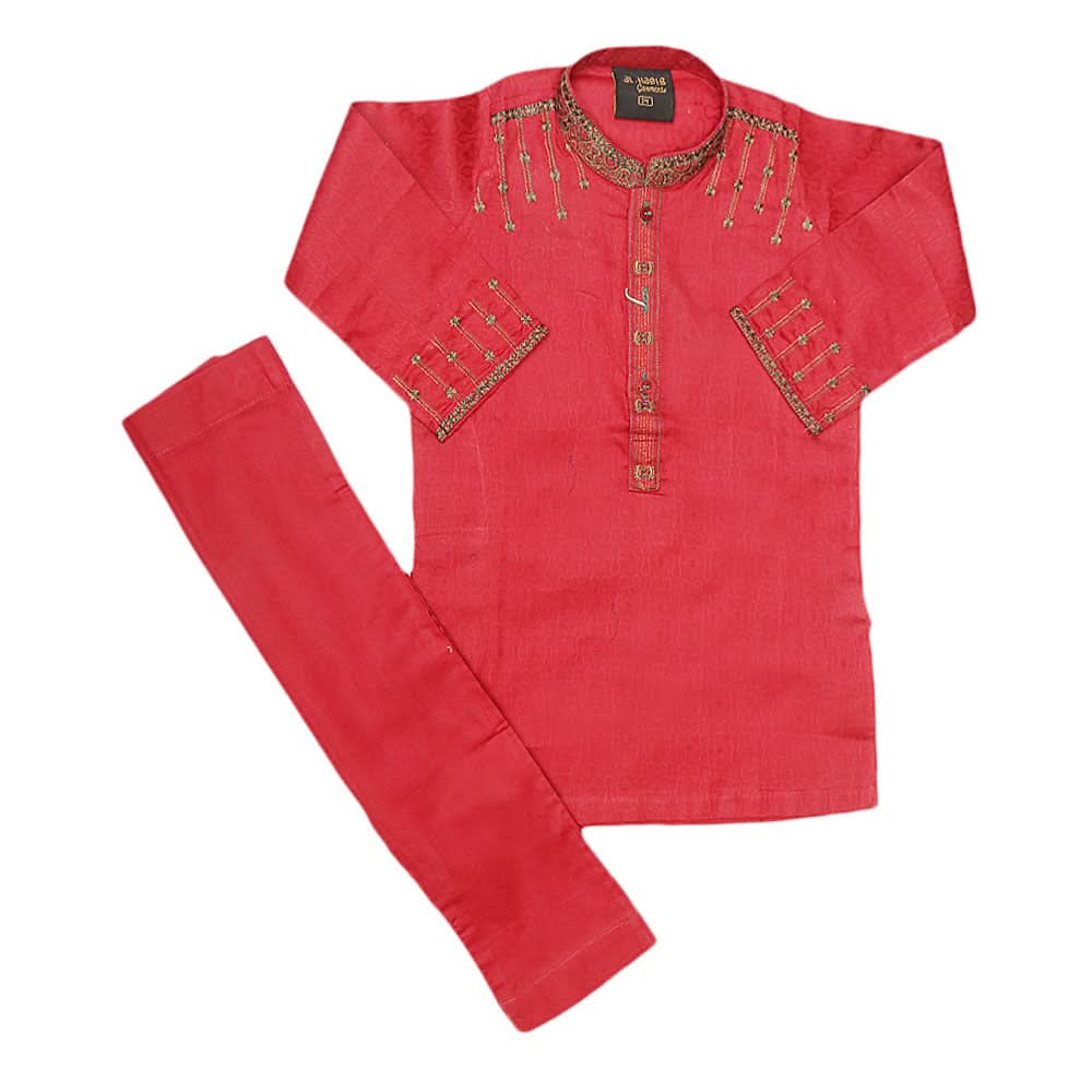 Boys Embroidered Kurta Shalwar Suit - Maroon, Kids, Boys Shalwar Kameez, Chase Value, Chase Value