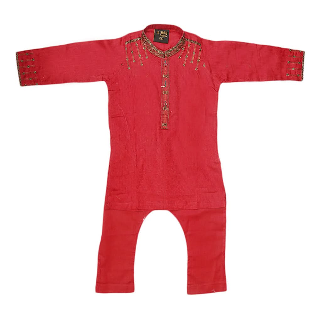 Boys Embroidered Kurta Shalwar Suit - Maroon, Kids, Boys Shalwar Kameez, Chase Value, Chase Value