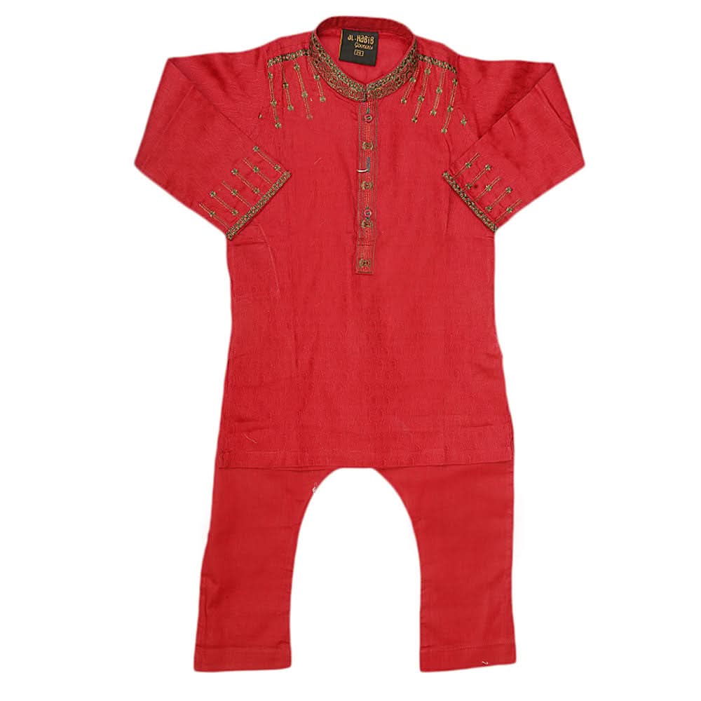 Boys Embroidered Kurta Shalwar Suit - Maroon, Kids, Boys Shalwar Kameez, Chase Value, Chase Value