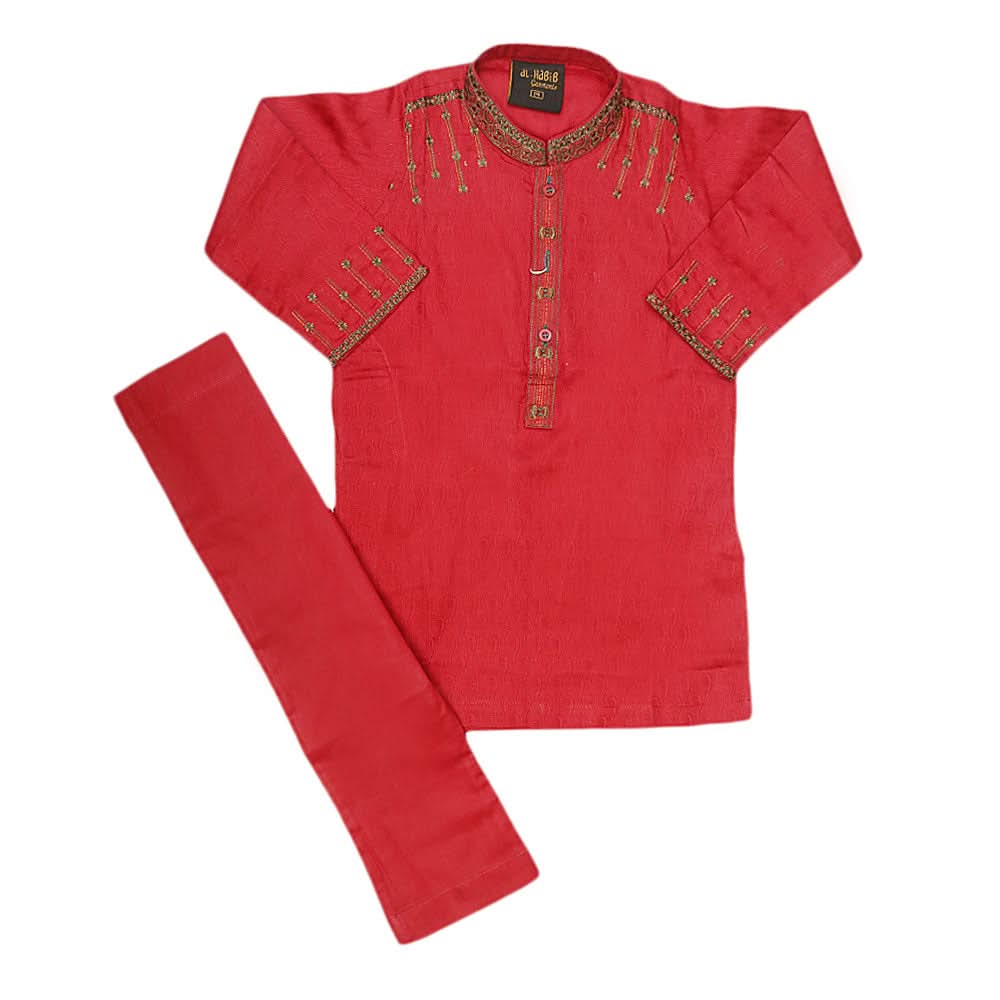 Boys Embroidered Kurta Shalwar Suit - Maroon, Kids, Boys Shalwar Kameez, Chase Value, Chase Value