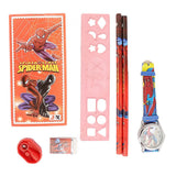 Kids Stationery 7 Pcs Set - Red, Kids, Pencil Boxes And Stationery Sets, Chase Value, Chase Value