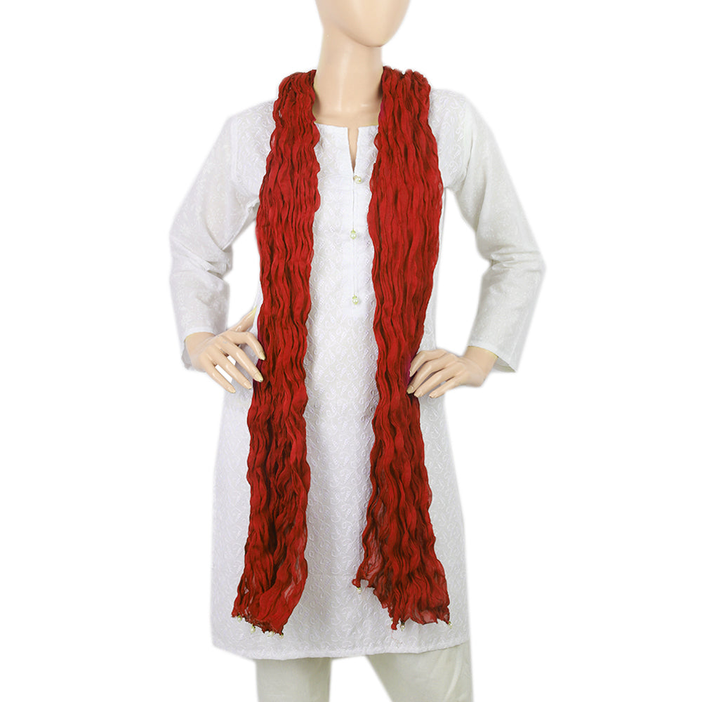 Women's Korkore Chiffon Dupatta - Red, Women, Dupatta, Chase Value, Chase Value