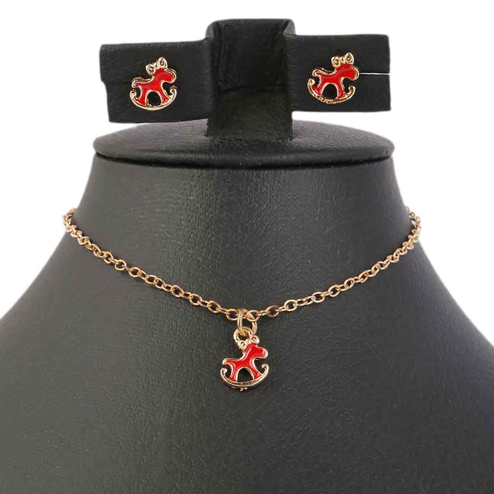 Girls Locket Set - Red, Kids, Jewellery Sets, Chase Value, Chase Value