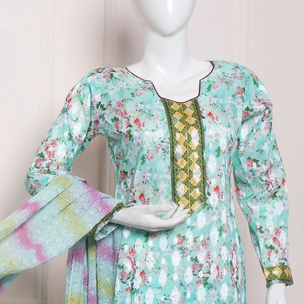 RA RIM JHIM Jacquard Broshia Lawn 3 Pcs Un-Stitched Suit - 2, Women, 3Pcs Shalwar Suit, Rana Arts, Chase Value
