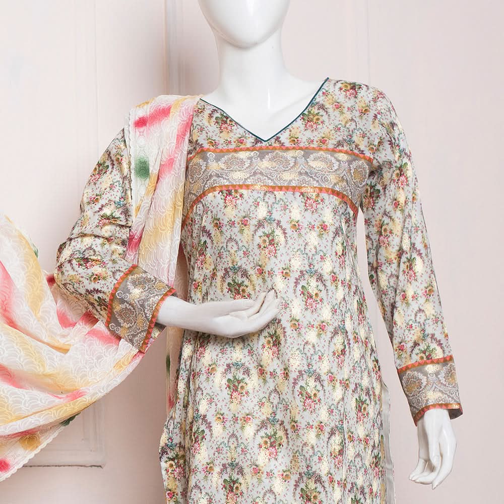 RA RIM JHIM Jacquard Broshia Lawn 3 Pcs Un-Stitched Suit - 3, Women, 3Pcs Shalwar Suit, Rana Arts, Chase Value
