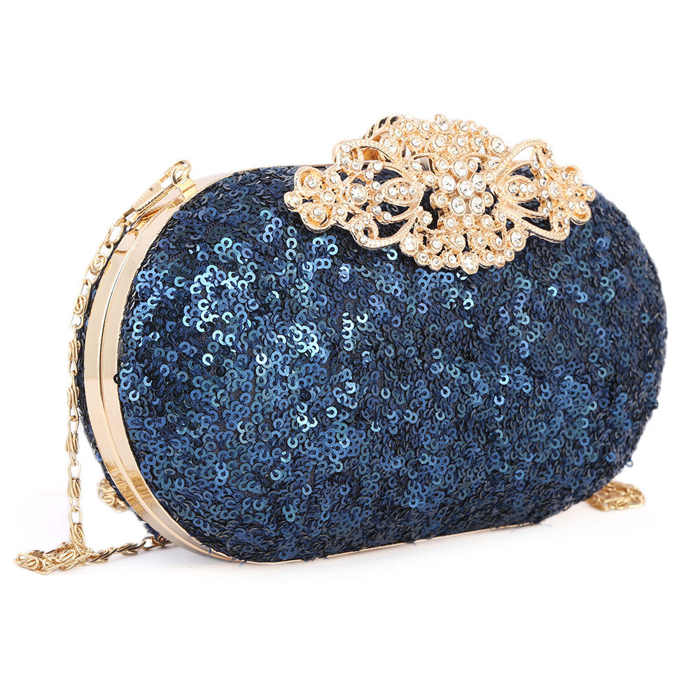 Women's Bridal Clutch (Rj-4) - Navy Blue, Women, Clutches, Chase Value, Chase Value