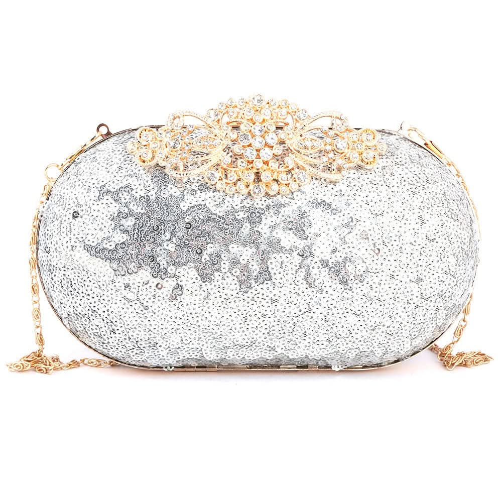 Women's Bridal Clutch (Rj-4) - Silver, Women, Clutches, Chase Value, Chase Value