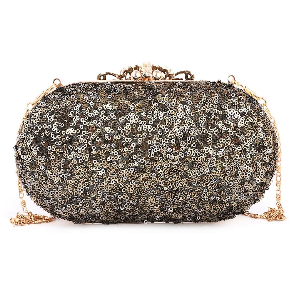 Women's Bridal Clutch (Rj-4) - Golden Black, Women, Clutches, Chase Value, Chase Value