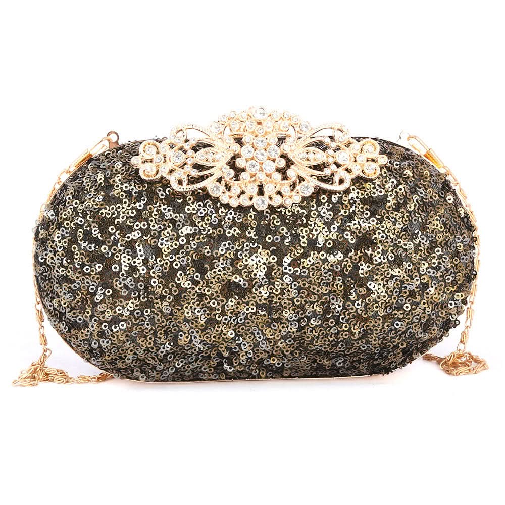 Women's Bridal Clutch (Rj-4) - Golden Black, Women, Clutches, Chase Value, Chase Value