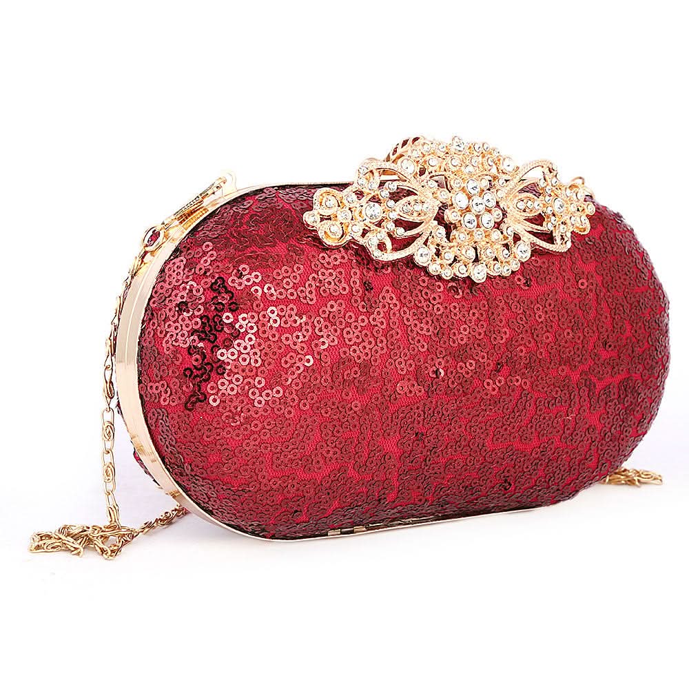 Women's Bridal Clutch (Rj-4) - Maroon, Women, Clutches, Chase Value, Chase Value