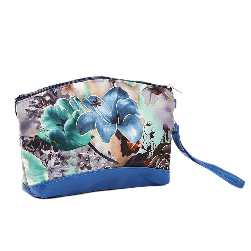 Women's Flower Printed Pouch - Royal Blue, Women, Bags, Chase Value, Chase Value