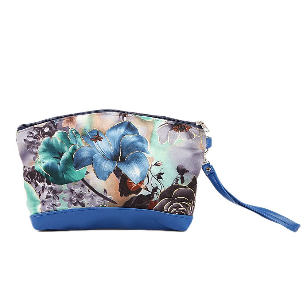 Women's Flower Printed Pouch - Royal Blue, Women, Bags, Chase Value, Chase Value