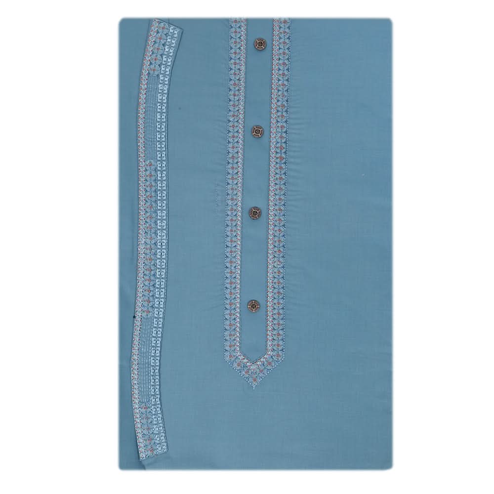 Men's Mashriq Embroidered Un-Stitched Suit - Steel-Blue, Men, Unstitched Fabric, Chase Value, Chase Value
