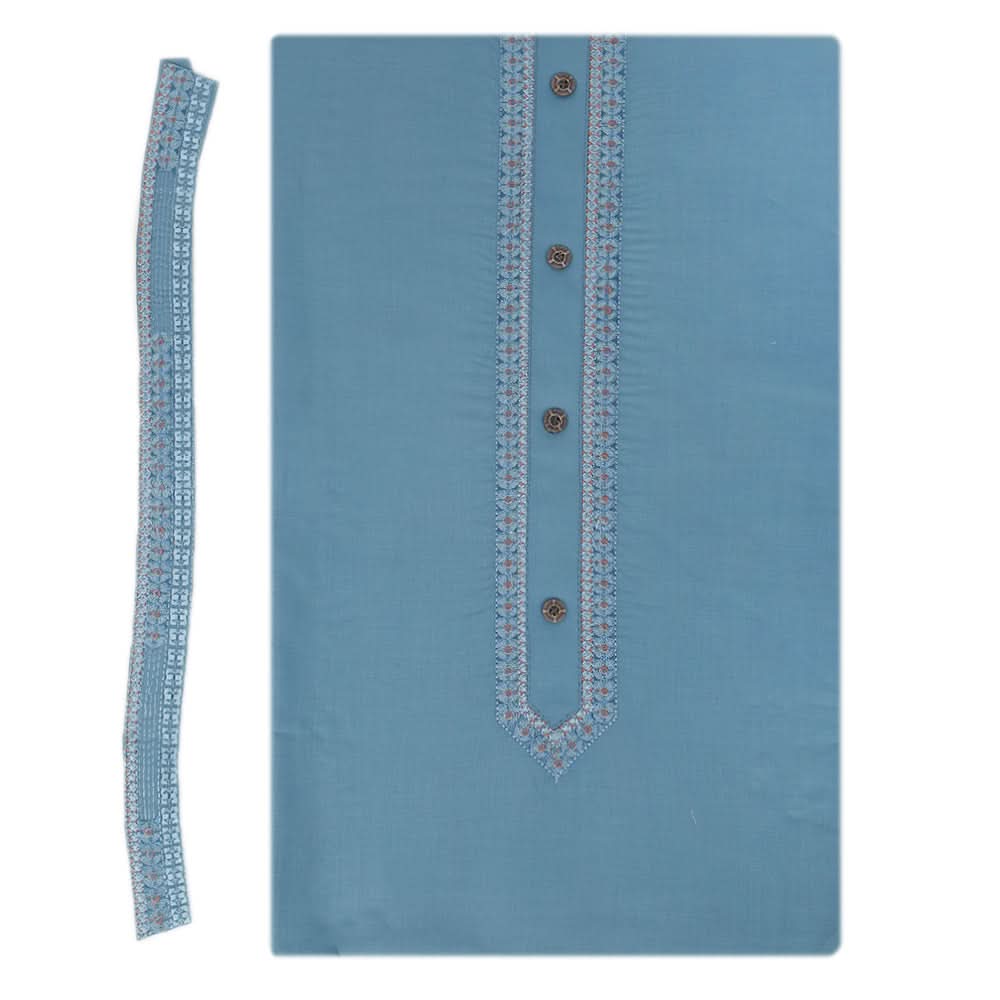 Men's Mashriq Embroidered Un-Stitched Suit - Steel-Blue, Men, Unstitched Fabric, Chase Value, Chase Value