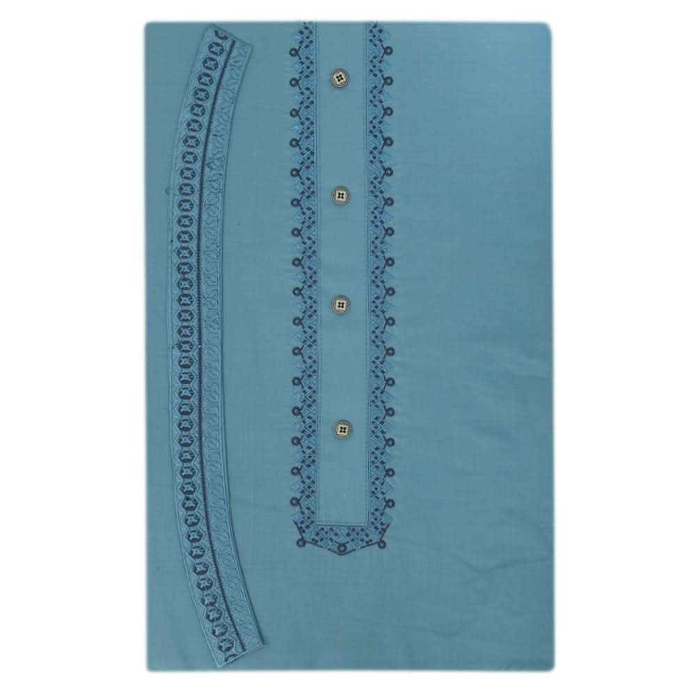 Men's Mashriq Embroidered Un-Stitched Suit - Steel-Blue, Men, Unstitched Fabric, Chase Value, Chase Value