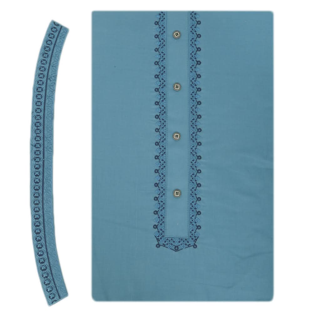 Men's Mashriq Embroidered Un-Stitched Suit - Steel-Blue, Men, Unstitched Fabric, Chase Value, Chase Value