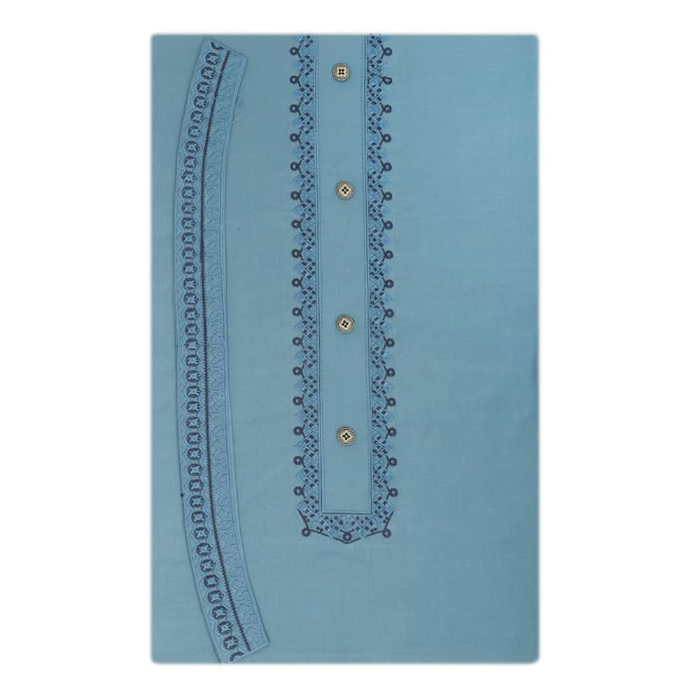 Men's Mashriq Embroidered Un-Stitched Suit - Steel-Blue, Men, Unstitched Fabric, Chase Value, Chase Value