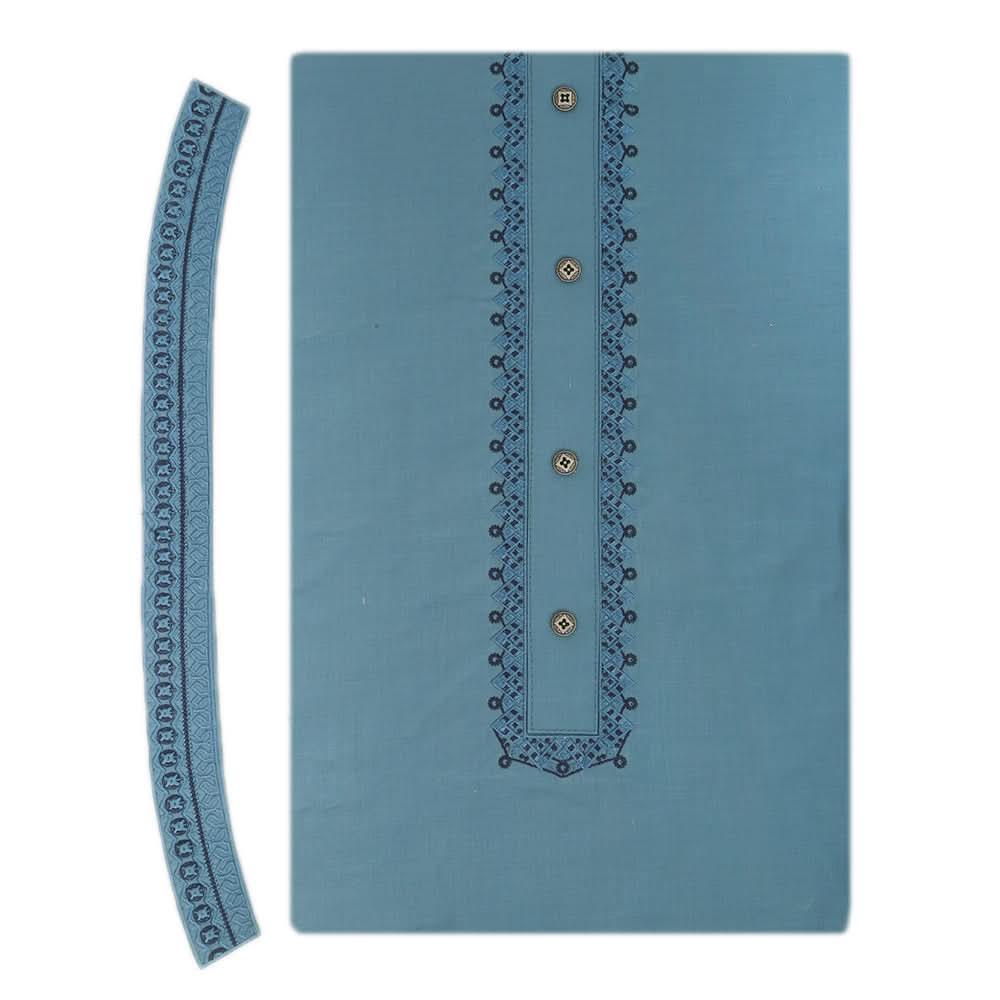 Men's Mashriq Embroidered Un-Stitched Suit - Steel-Blue, Men, Unstitched Fabric, Chase Value, Chase Value