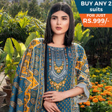 Three Star Printed Lawn 3 Pcs Un-Stitched Suit Vol 3 - 1-B, Women, 3Pcs Shalwar Suit, Al-Dawood Textiles, Chase Value