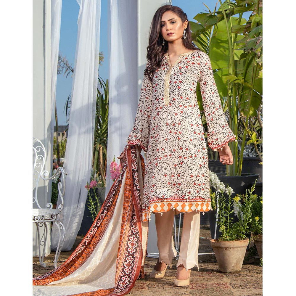 Three Star Printed Lawn 3 Pcs Un-Stitched Suit Vol 3 - 10-A, Women, 3Pcs Shalwar Suit, Al-Dawood Textiles, Chase Value