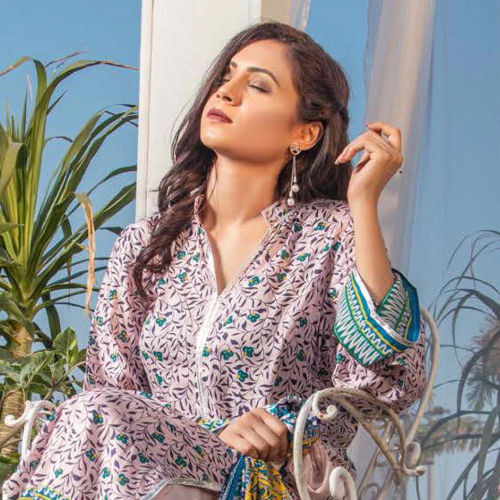 Three Star Printed Lawn 3 Pcs Un-Stitched Suit Vol 3 - 10-B, Women, 3Pcs Shalwar Suit, Al-Dawood Textiles, Chase Value