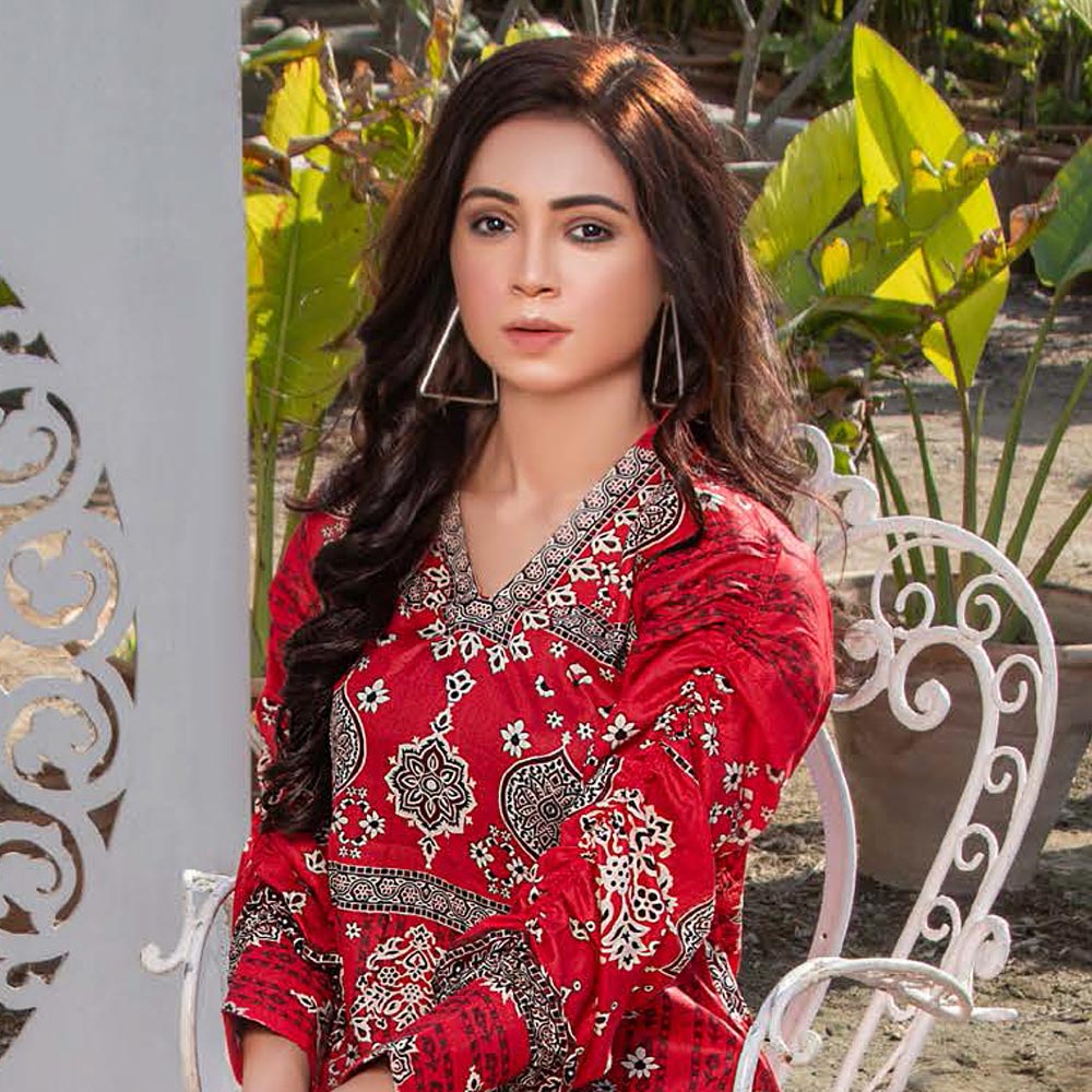 Three Star Printed Lawn 3 Pcs Un-Stitched Suit Vol 3 - 2-A, Women, 3Pcs Shalwar Suit, Al-Dawood Textiles, Chase Value