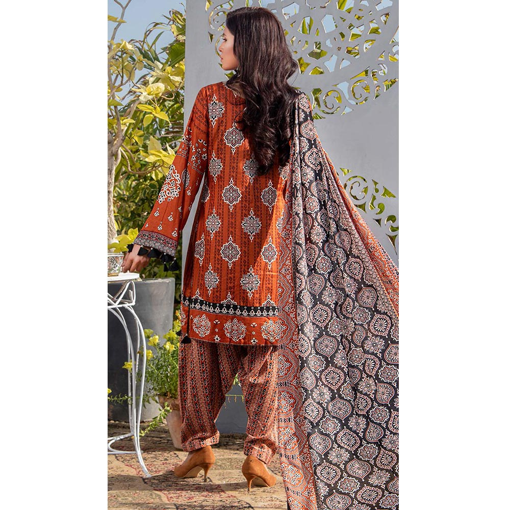 Three Star Printed Lawn 3 Pcs Un-Stitched Suit Vol 3 - 2-B, Women, 3Pcs Shalwar Suit, Al-Dawood Textiles, Chase Value
