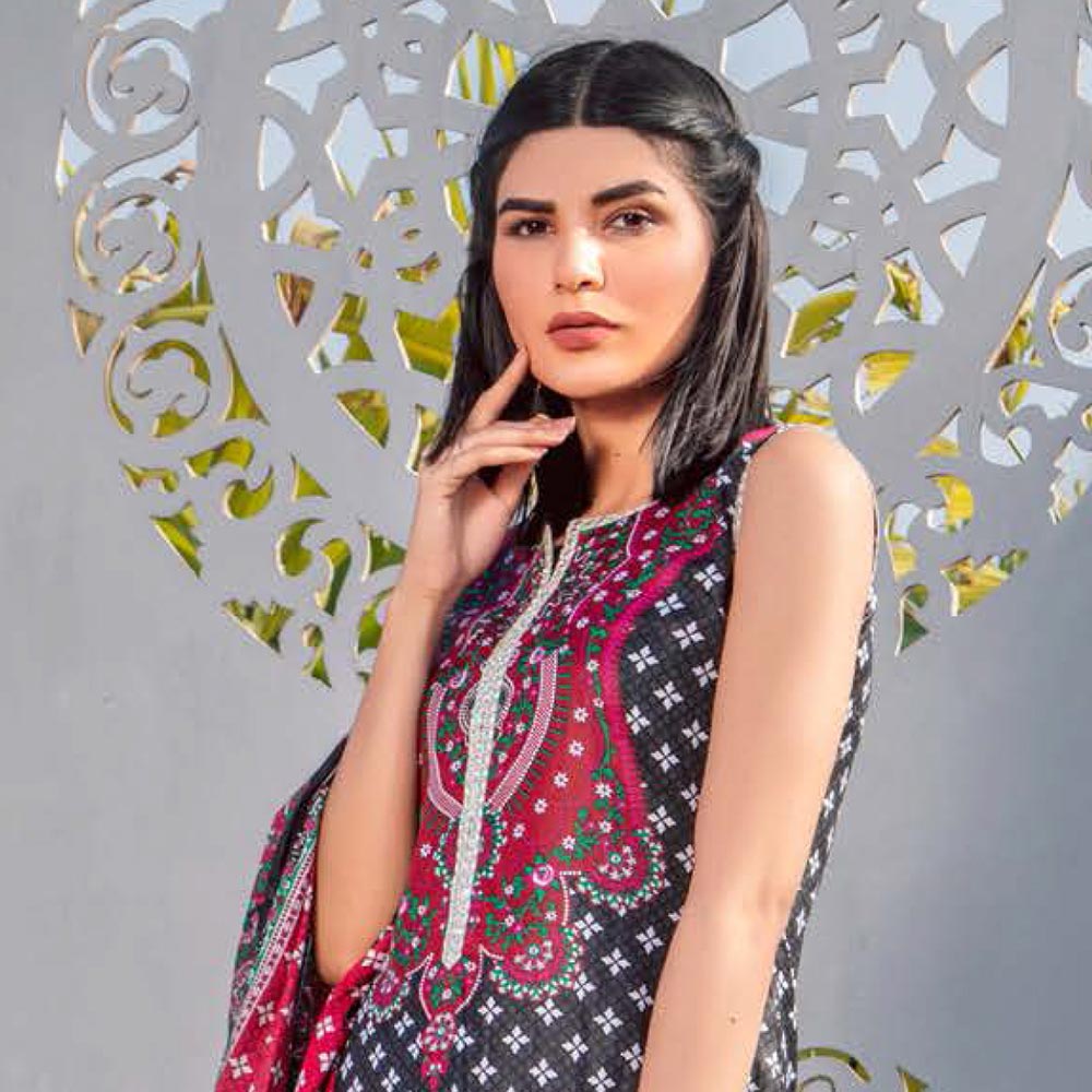 Three Star Printed Lawn 3 Pcs Un-Stitched Suit Vol 3 - 4-B, Women, 3Pcs Shalwar Suit, Al-Dawood Textiles, Chase Value