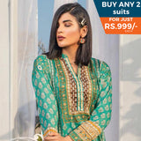 Three Star Printed Lawn 3 Pcs Un-Stitched Suit Vol 3 - 7-B, Women, 3Pcs Shalwar Suit, Al-Dawood Textiles, Chase Value